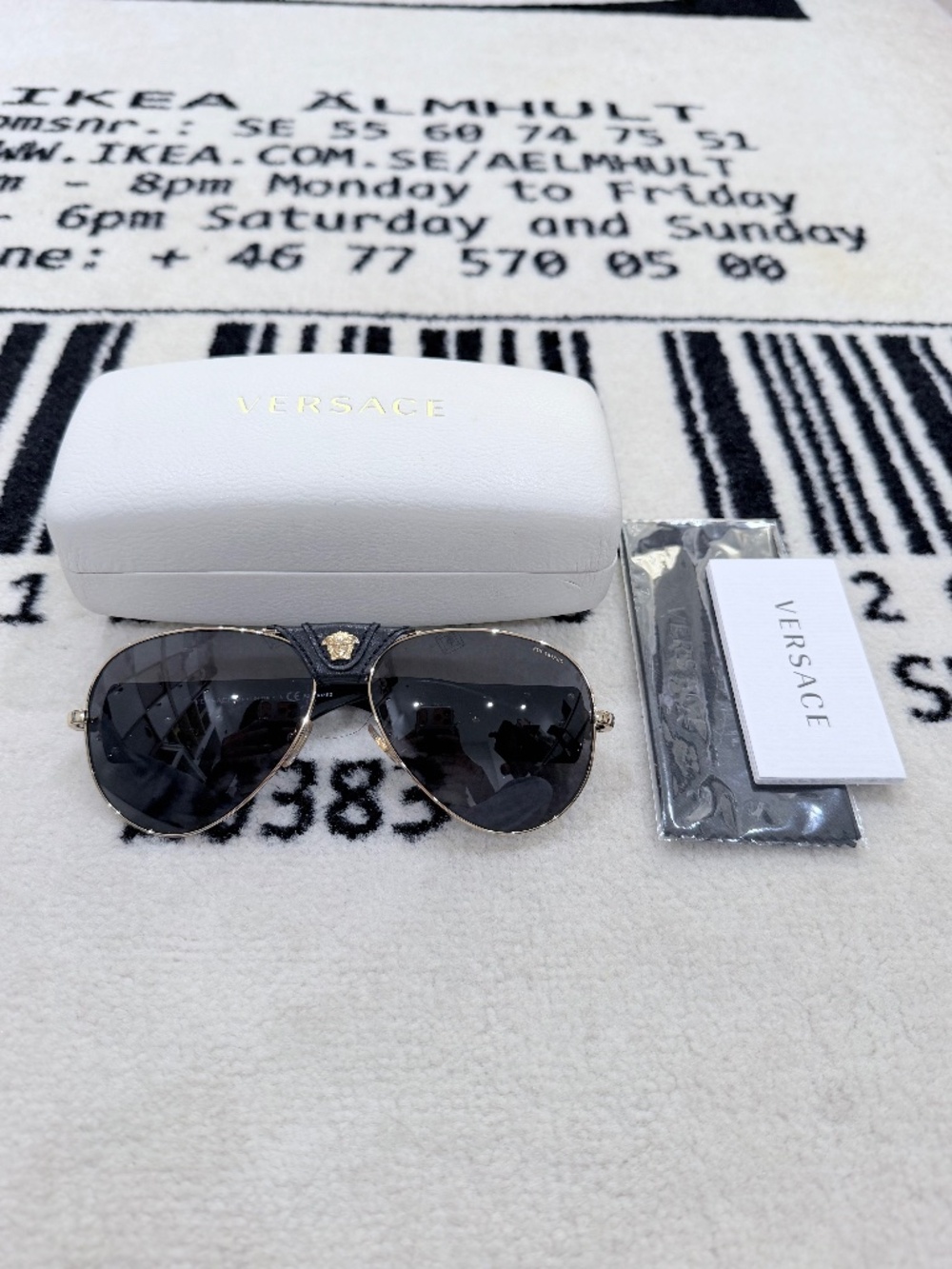 Versace VE2150Q Gold Medusa Logo Dark Grey Polarized Pilot Aviator Sunglasses